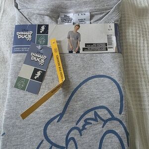 Disney Donald Duck Women’s Sleep Shirt Nightgown Gray Size S 4/6 100% Cotton NEW